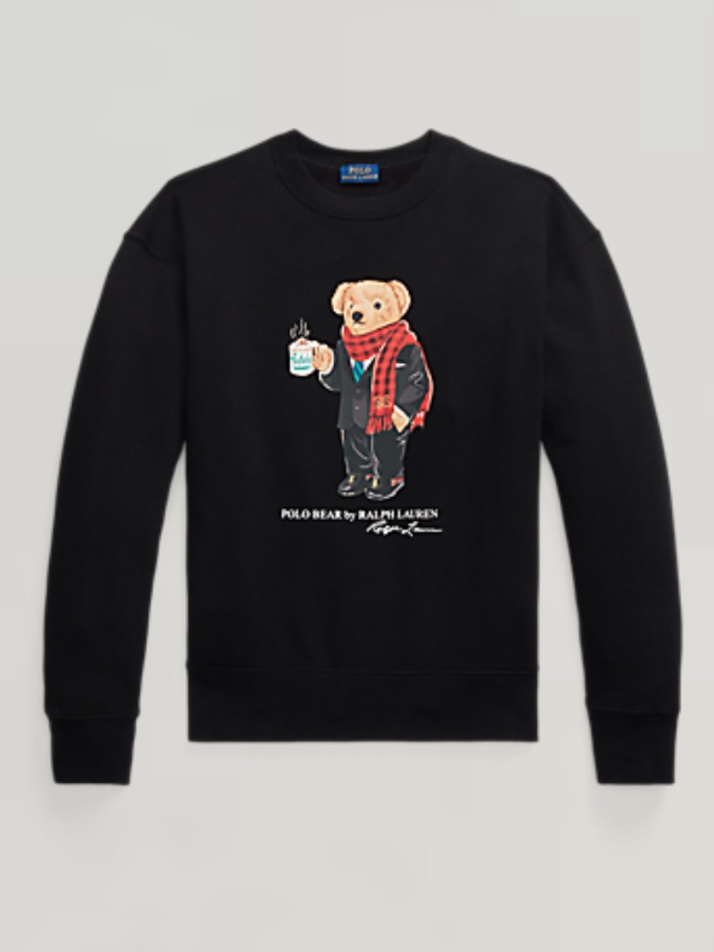 Ralph Lauren Black Crewneck Sweatshirt with Polo Bear Graphic